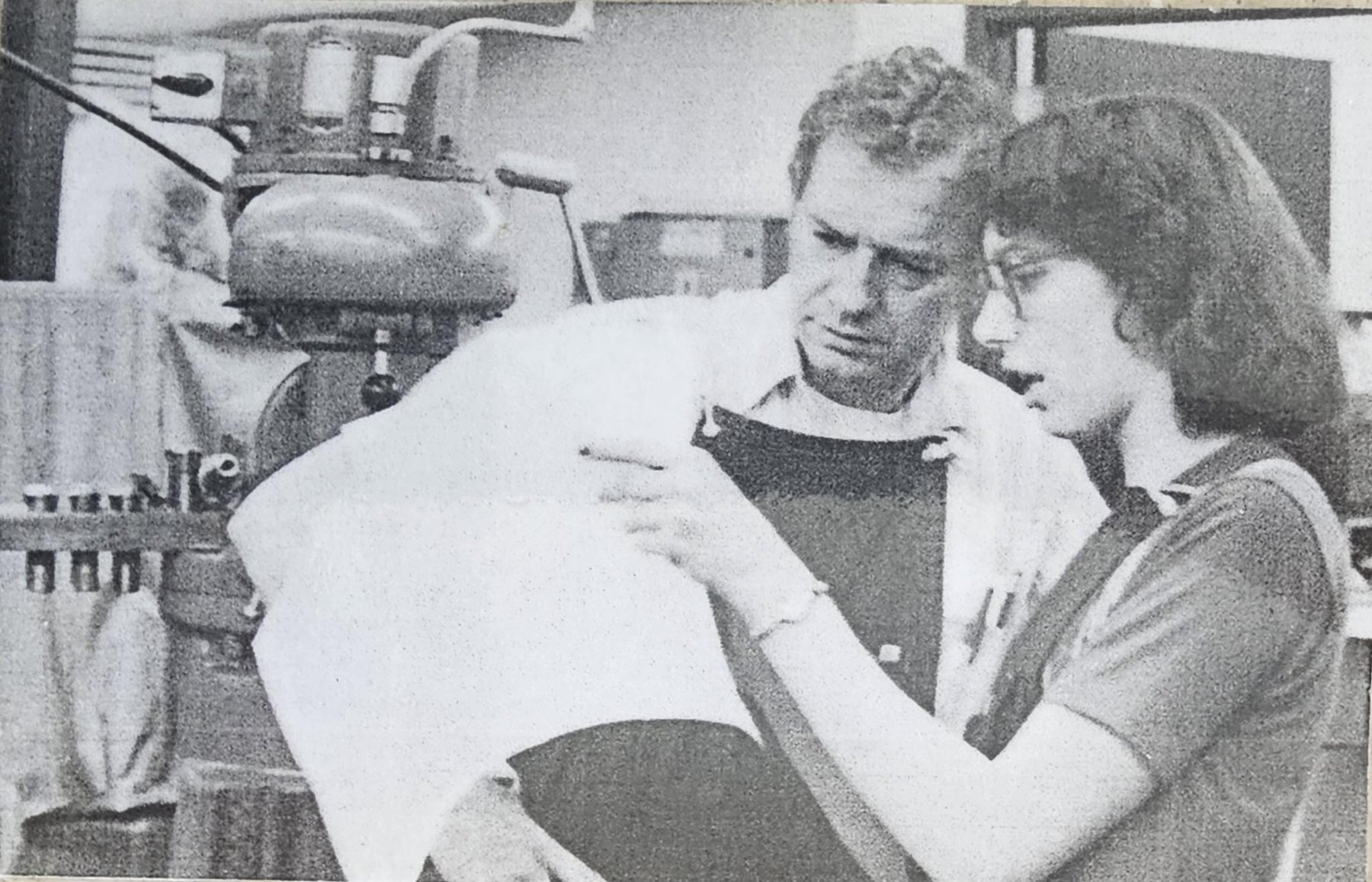 Archival photograph from the Landes family archive, showing precision work at a milling machine
